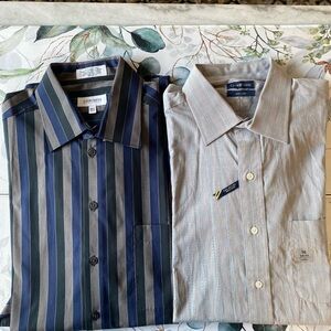 2 long sleeve dress shirts men size-16 (34-36) and 16.5 (36-37) 100% cotton